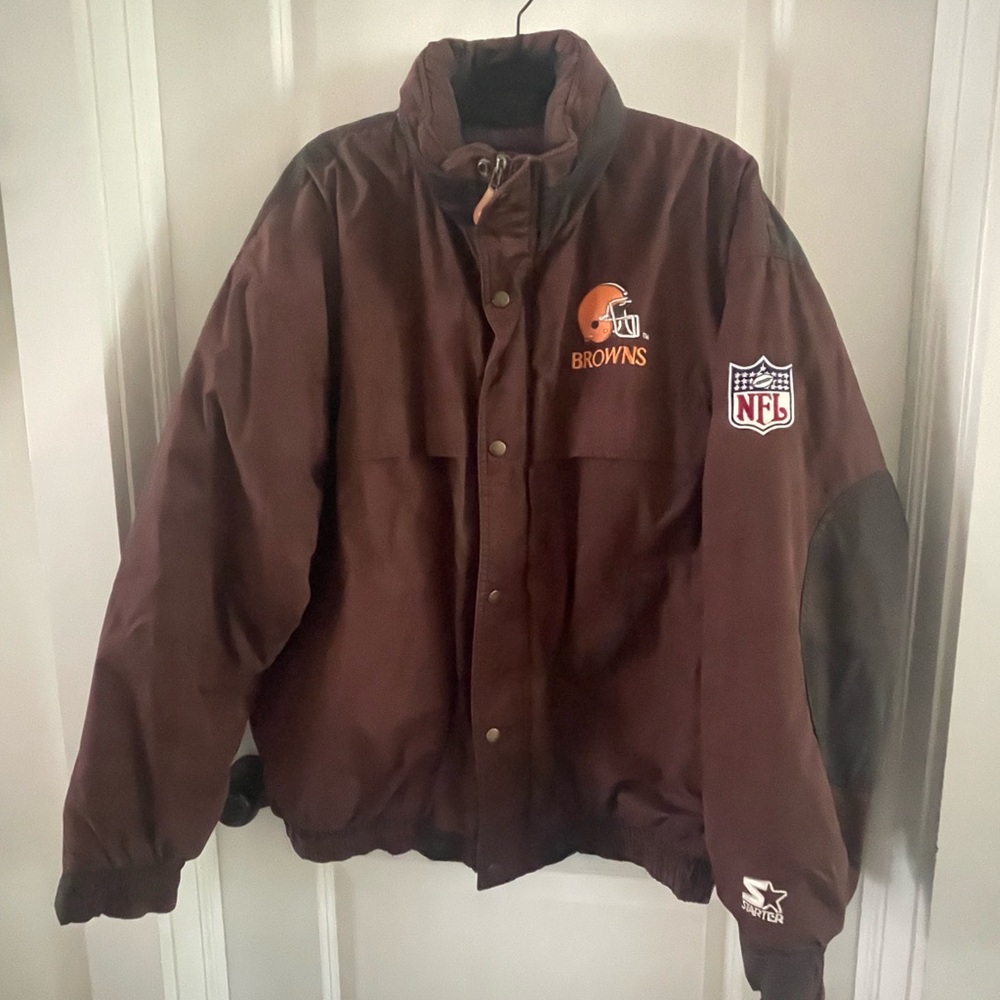 STARTER Men's Dark Brown Cleveland Browns Jacket Coat